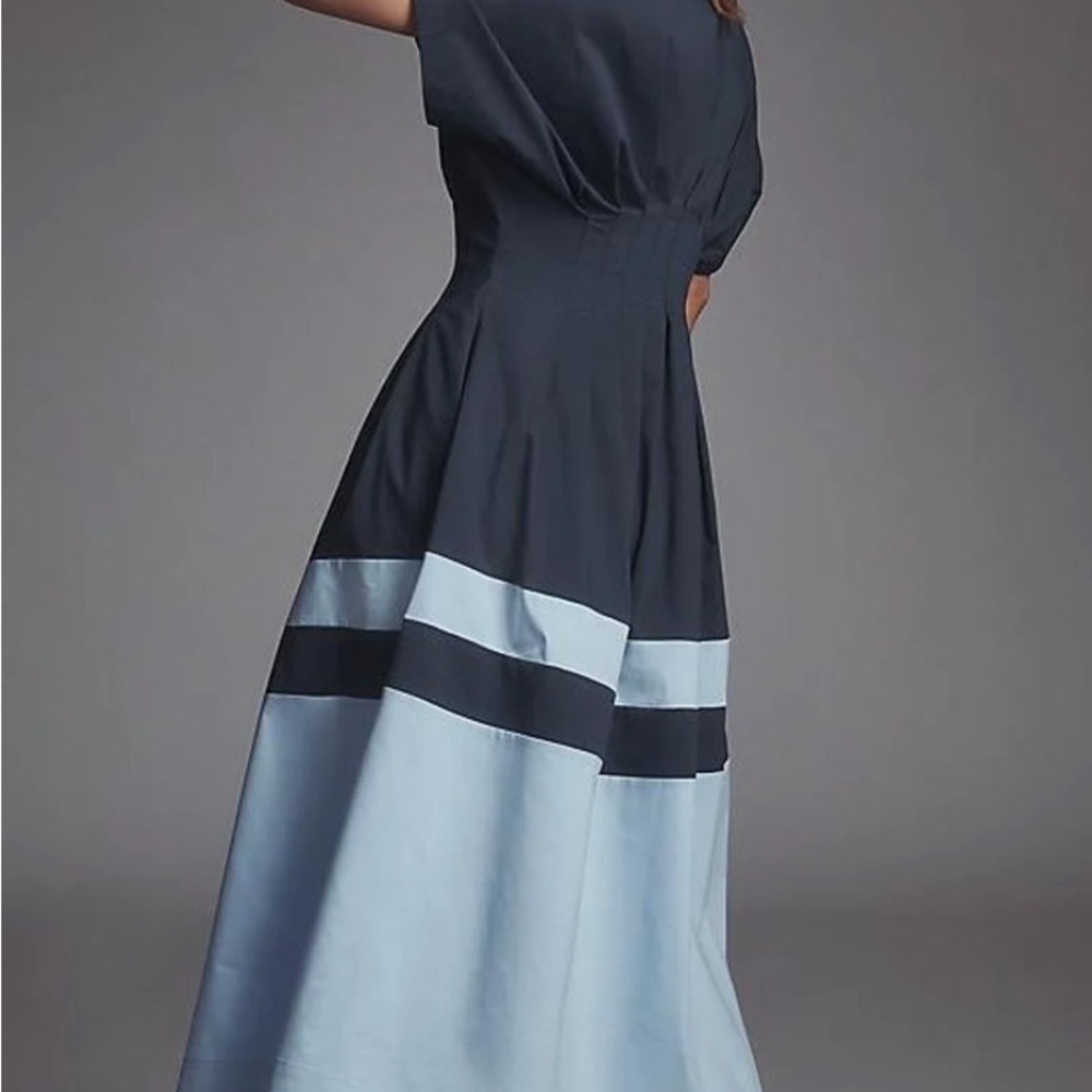 Anthropologie Navy and Light Blue Maxi Dress